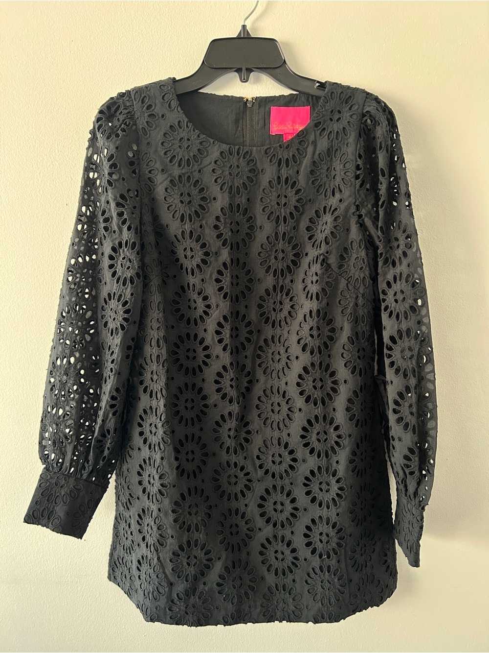 Lilly Pulitzer Black Eyelet Long Sleeve Romper | Embroidered Cotton | Size 4